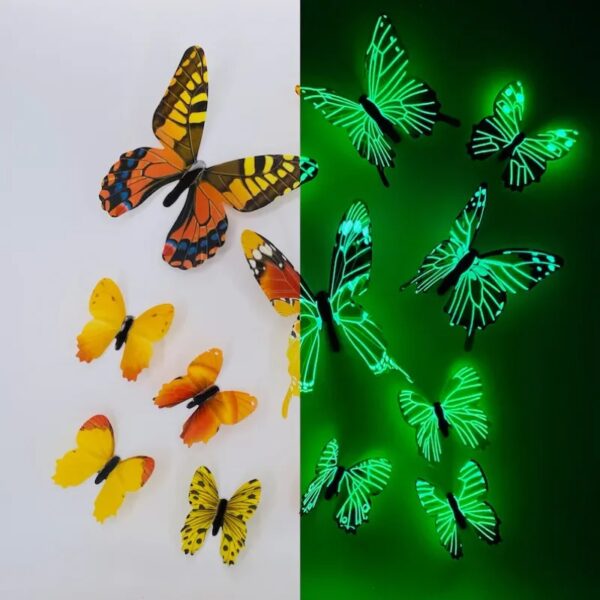 12Pcs 3D Luminous Butterfly Wall Stickers – DIY Home Decor